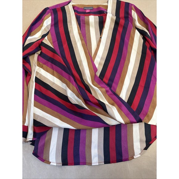 Vince Camuto Striped Blouse XS Corporatecore Classic *Missing Modesty Button - Picture 4 of 6